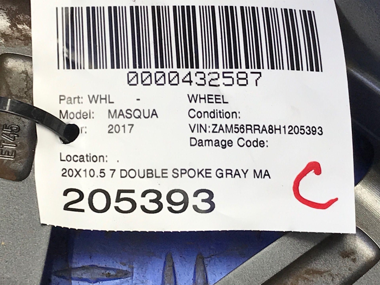 2014-2021 MASERATI QUATTROPORTE 20X10.5 7 DOUBLE SPOKE GRAY *CURB RASH 670016860