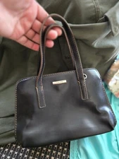 Vintage Leather Black Handbag Small NINE WEST Party Casual Compact Y2k Travel