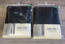 NIP Cherokee Men's Waffle Thermal Underwear Top & Bottom Medium Black Crew Neck