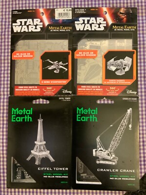 metal earth 3d (4 Stück)  Eifel Tower, Crawler Crane, SW Starfighters