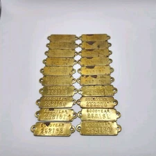VTG Brass Property Tags GOODYEAR Tire & Rubber Co US Tire Manufacturer Lot Of 20