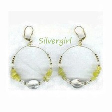 Large Metal Hoop Earrings Glass, Gemstone, Crystal, Lampwork GP SP