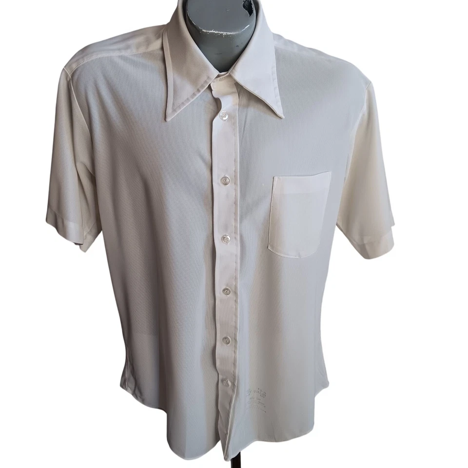 16,5 Grande Para Hombre De Colección Sears Perma-Prest Años 70 Slinky Nylon Tejido Delgado Foto 2 de 4