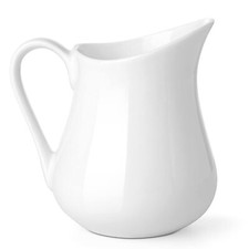 Creamer Pitcher with Handle 8 oz Small Classic White Fine Porcelain Cr