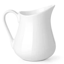 Creamer Pitcher with Handle 8 oz Small Classic White Fine Porcelain Cr