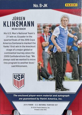 2016 Panini USA Silhouettes Jurgen Klinsmann Patch Auto Gold /50
