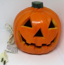 Halloween Orange Light Up Pumpkin 8" Foam Blow Mold Jack O Lantern Works