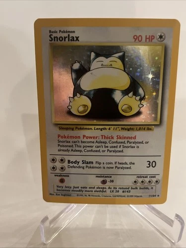 1999 Pokemon TCG Snorlax 11/64 Jungle Holo NO SET SYMBOL ERROR ! NM-LP