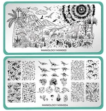 HTF Maniology MXM003 & MXM004 Dinosaur Jurassic Park Nail Stamp Plates Lot