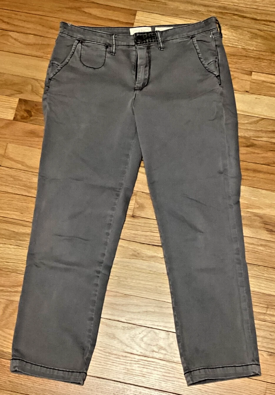 🍋 Anthropologie Cropped Chino Blue/Gray Capri Pants 99% Cotton 27 🍋