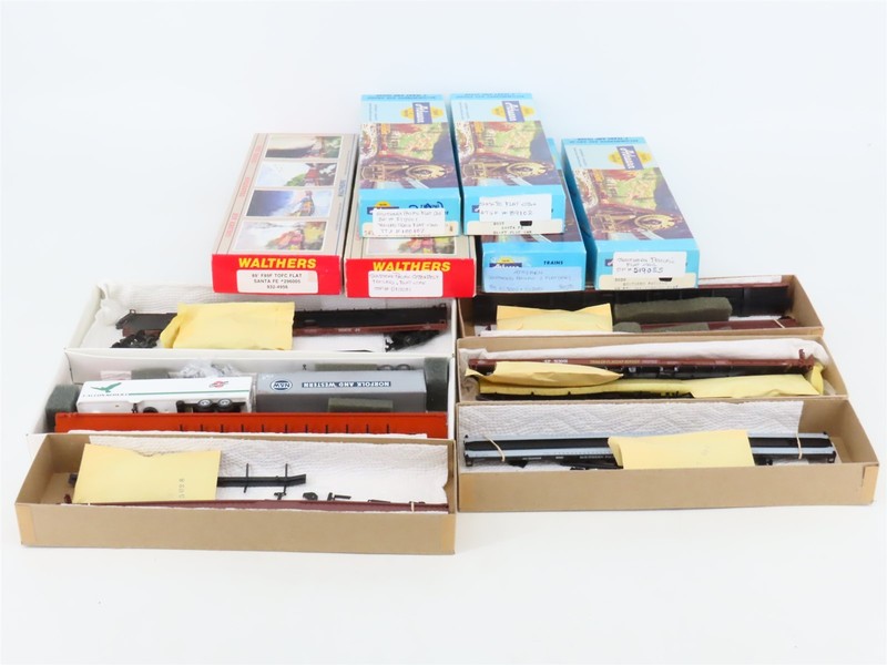 LOT Of 6 HO Scale Athearn ATSF/Southern Pacific Flatcars w/Trailers Kits 