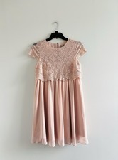 ASOS Dress Light Pink Lace Babydoll Cap Sleeve Womens 8 Romantic Coquette Flowy