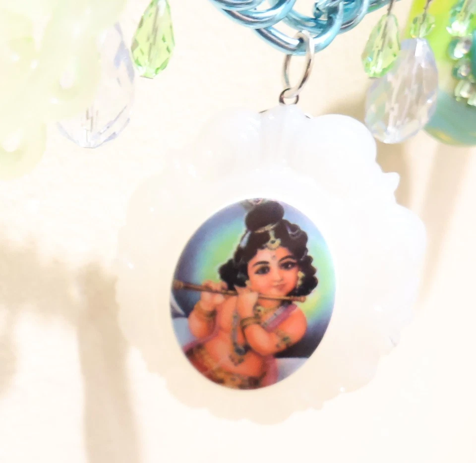 Tarina Tarantino Cinturón Camafeo Dijes en Cadena Azul Swarovski Firmado Plateado Foto 4 de 4