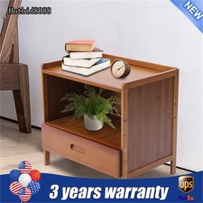 Bamboo Small Nightstand Bedside End Table with Drawer for Bedroom Living Room