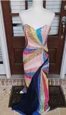 Xtreme By Impression Vintage Strapless Multicolor Sequins Evening Gown Size 6
