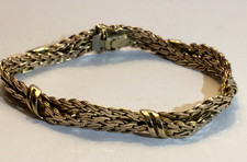 9CT YELLOW GOLD HEAVY KNOT & TWIST LADIES BRACELET, BIRM,1981, 24.91 GRAMS,