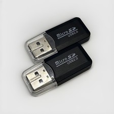 USB 2.0 Adapter Micro SD SDHC Memory Card Reader/Writer Flash Drive Black 2 PACK