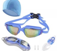 Anti-Fog UV Shield Swim Teen Goggles With Adjustable Strap  Case Adult