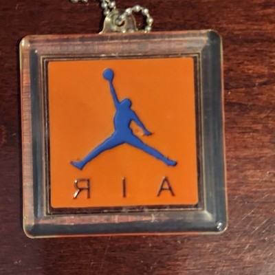Jordan Jumpman Logo Key Chain Orange Blue Clear Plastic Metal