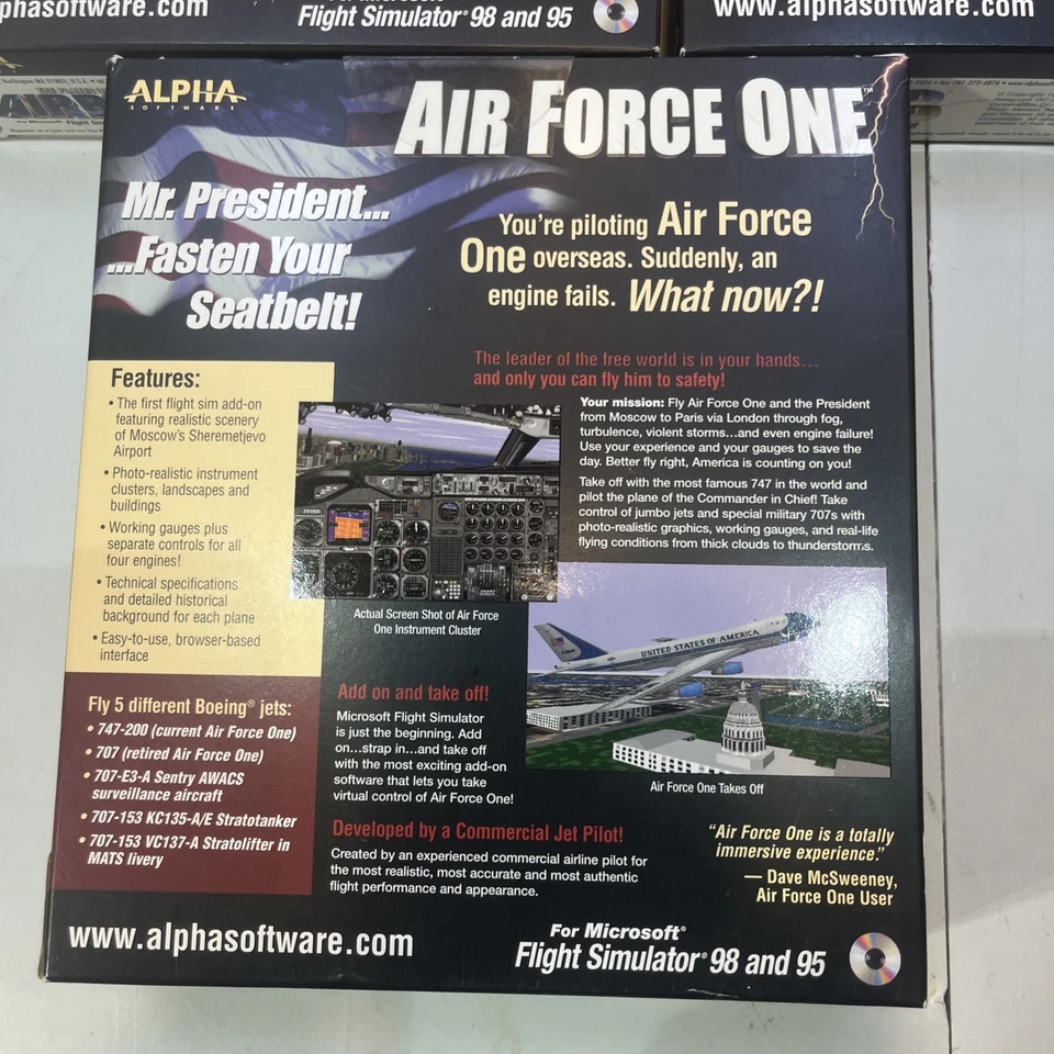 3 Microsoft Flight Simulators Big Box Air Force One, DC-9, Planes Of Airbus NOS - Image 3 of 4