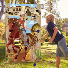 Western Cowboy Toss Game Banner w 3 Bean Bags...