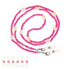Stylish Eyeglasses Chain for Woman, Flower Beaded Mask Lanyard, Pink