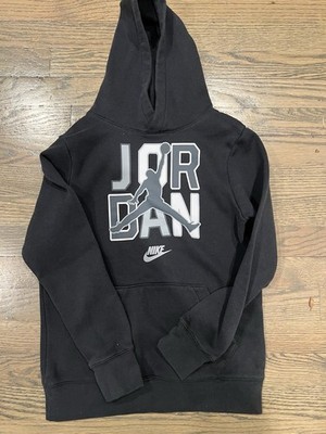 Nike Jordan Black Kids Pullover Hoodie Fleece Long Sleeve Graphic Print