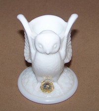 Antique White Glass Toothpick Holder OWL