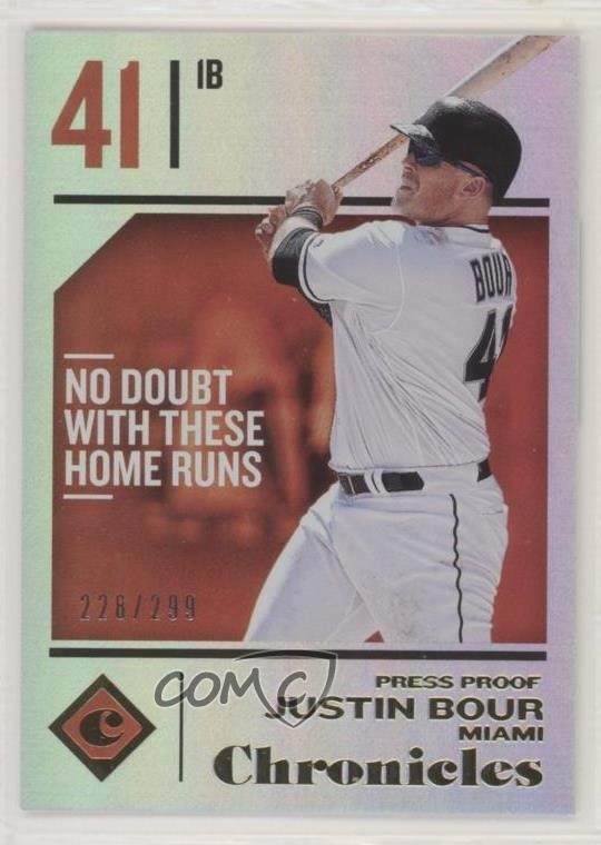 2018 Panini Chronicles Press Proof 226/299 Justin Bour #5 x5u