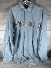 VTG Warner Bros Embroidered Looney Tunes Denim Shirt Button Men  s Large