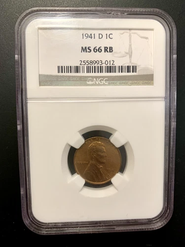 1941D Lincoln Cent NGC MS66 RB (as-is) Nice High Grade