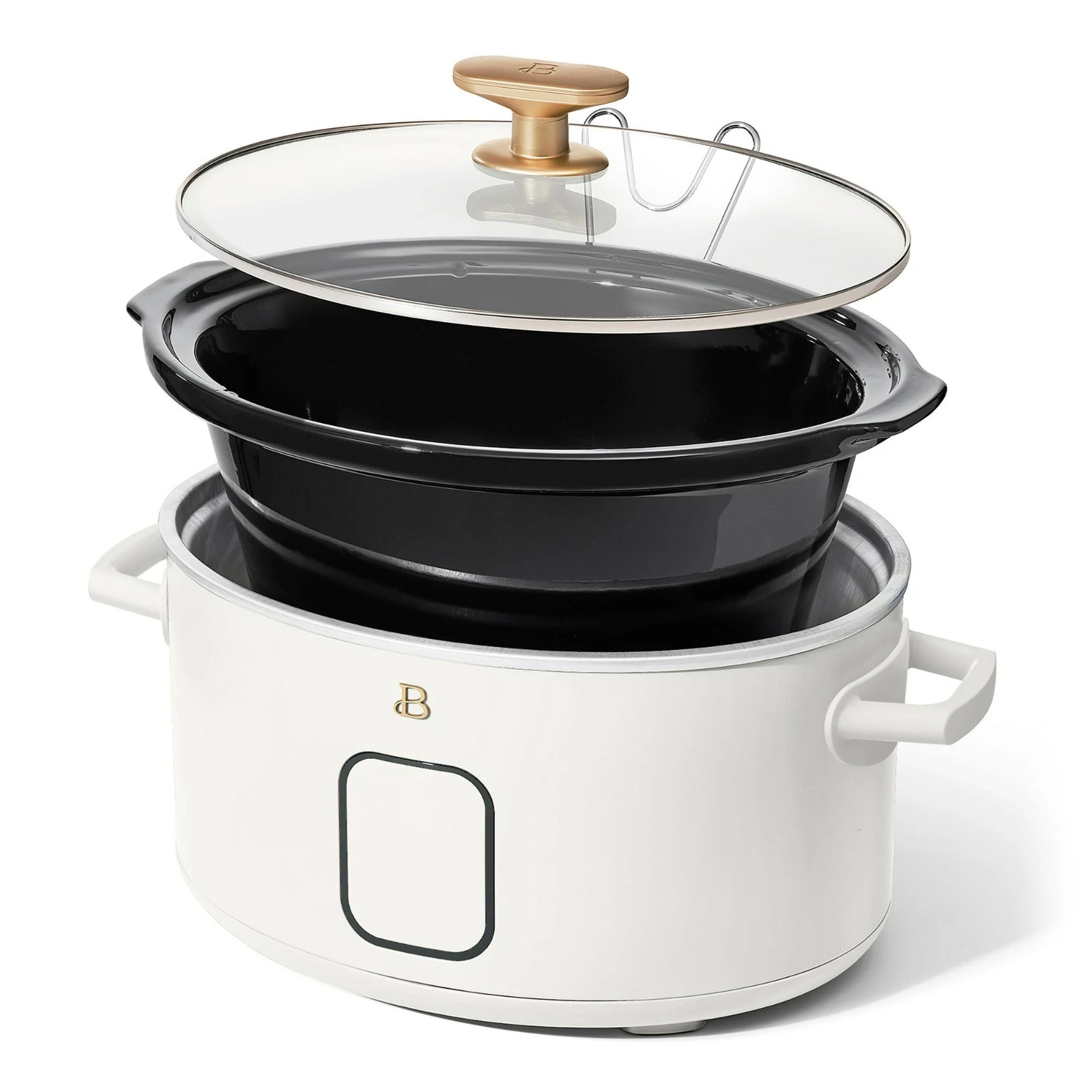 Beautiful 6QT Programmable Slow Cooker White Icing Drew Barrymore Touch Display