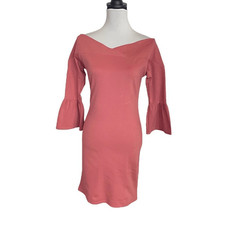 Dusty Rose Off The Shoulder Bell Sleeve Body Con Dress size Large