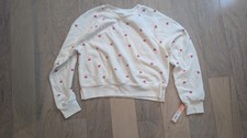 Colsie white with red Heart Print Cropped Sweatshirt Ladies Size S