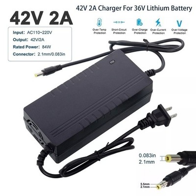 36V Lithium Li-ion battery charger 42V 2A DC 5.5x2.1mm Plug NEW US Stock