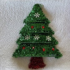 Tinsel Christmas Tree Holiday 3-D Hanging Decorations Door Hanger