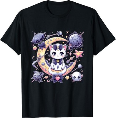 Sailor Meow Cute Moon Cat Space Magic Gothic Halloween T-Shirt