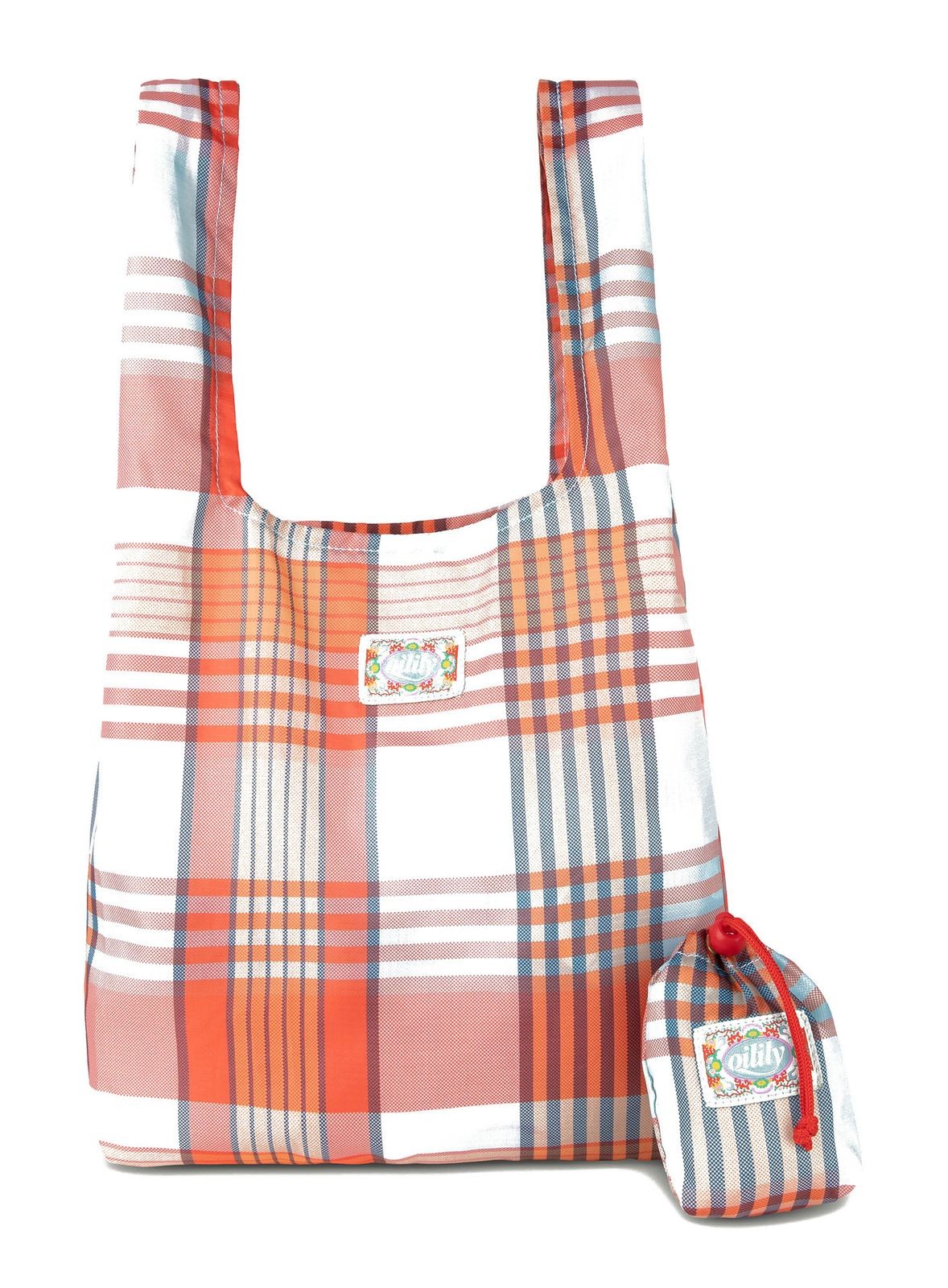 Oilily Folding Tote Penelope Check Blue Haze