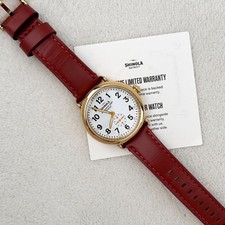 Shinola The Runwell 47mm white Dial Brown Leather Strap Chronograph Quartz Watch