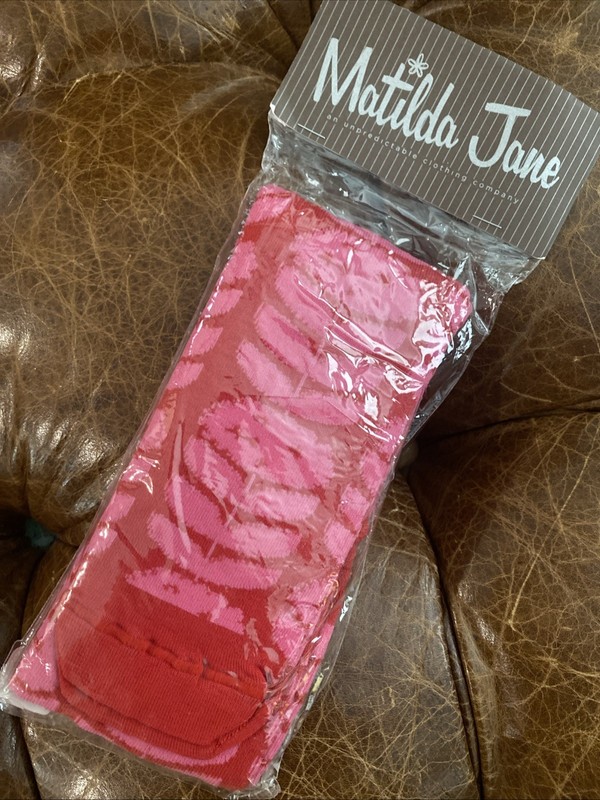 New Matilda Jane Pima Cotton ORLA TIGHTS Paint By Numbers Red Pink Vintage XL