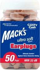 Mack'S Ultra Soft Foam Earplugs, 50 Pair - 33Db Highest NRR, Comfortable Ear Plu