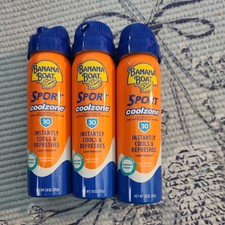 3x Banana Boat Sport Coolzone, Continuous Spray Sunscreen 1.8oz SPF30 EXP12/27