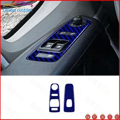 2X Blue Carbon Fiber Window Lift Control Cover Trim For RAM Promaster 2014-2021