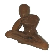 VTG JARU Ceramic Modernist Sculpture Large Contemplation Orange Brown Shelf