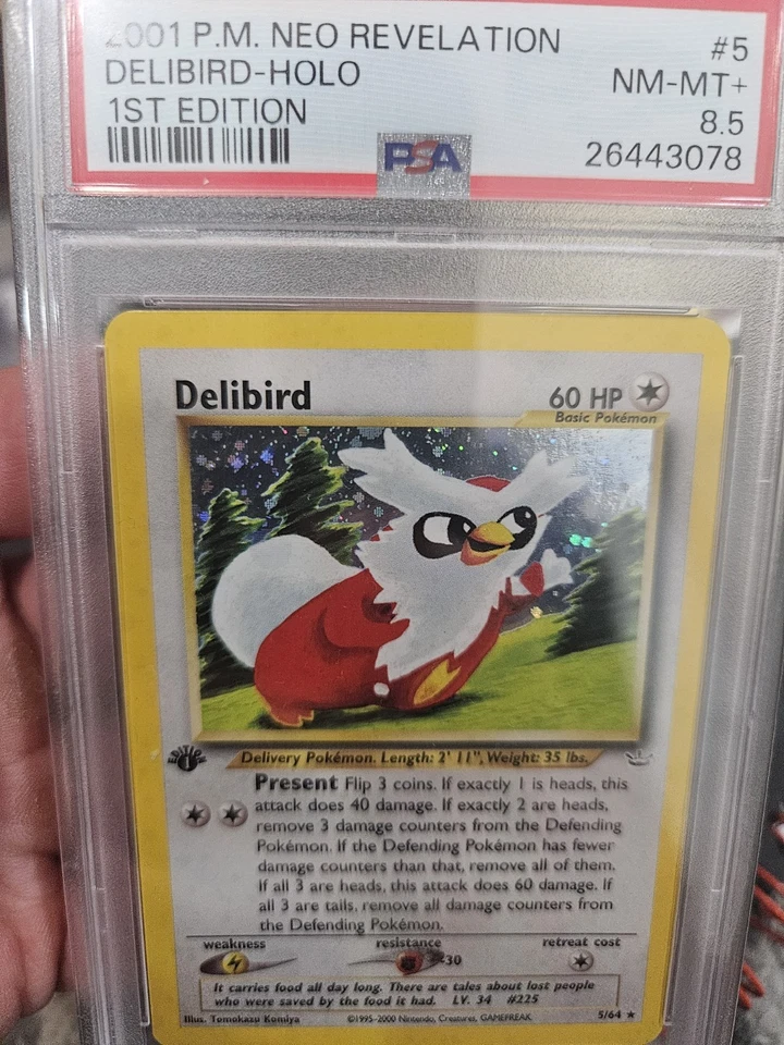 POKEMON NEO REVELATION 1ST ED #5 DELIBIRD HOLO Rare PSA  8.5 NM/Mint Low Pop! - Image 2 of 4