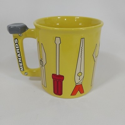 MENARDS Yellow Coffee Mug Cup W/ Raised 3D Tools Pliers Wrench Screwdriver 2024