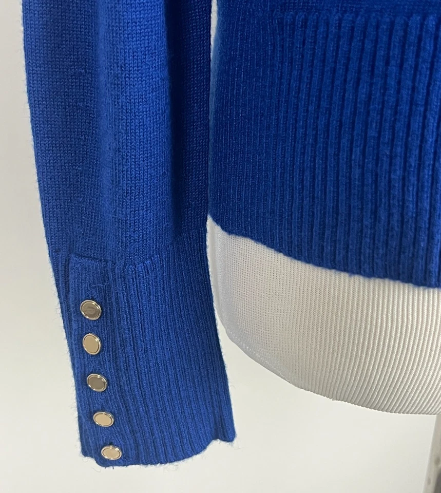 *NWT* WHITE HOUSE BLACK MARKET 'Relaxed Turtleneck Sweater' (Buttons) - S, Blue - Image 2 of 4