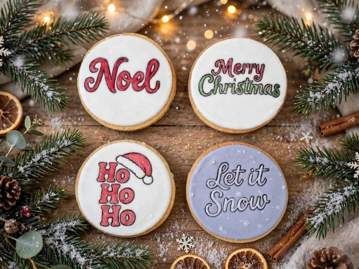 Weihnachtsgrüße Set - 4-teiliges Präger für Plätzchen, Kuchen, Zuckerpaste, Fondant