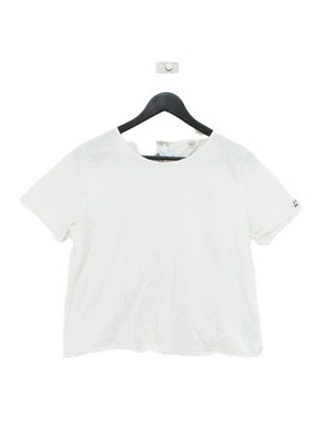 Jack Wills Damen Top UK 12 Weiß 100% Baumwolle Kurzarm Rundhals Basic