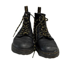 Dr Martens 1460 Panel Boots Girls Black Leather Canvas Plaid Toddler Zip US 10